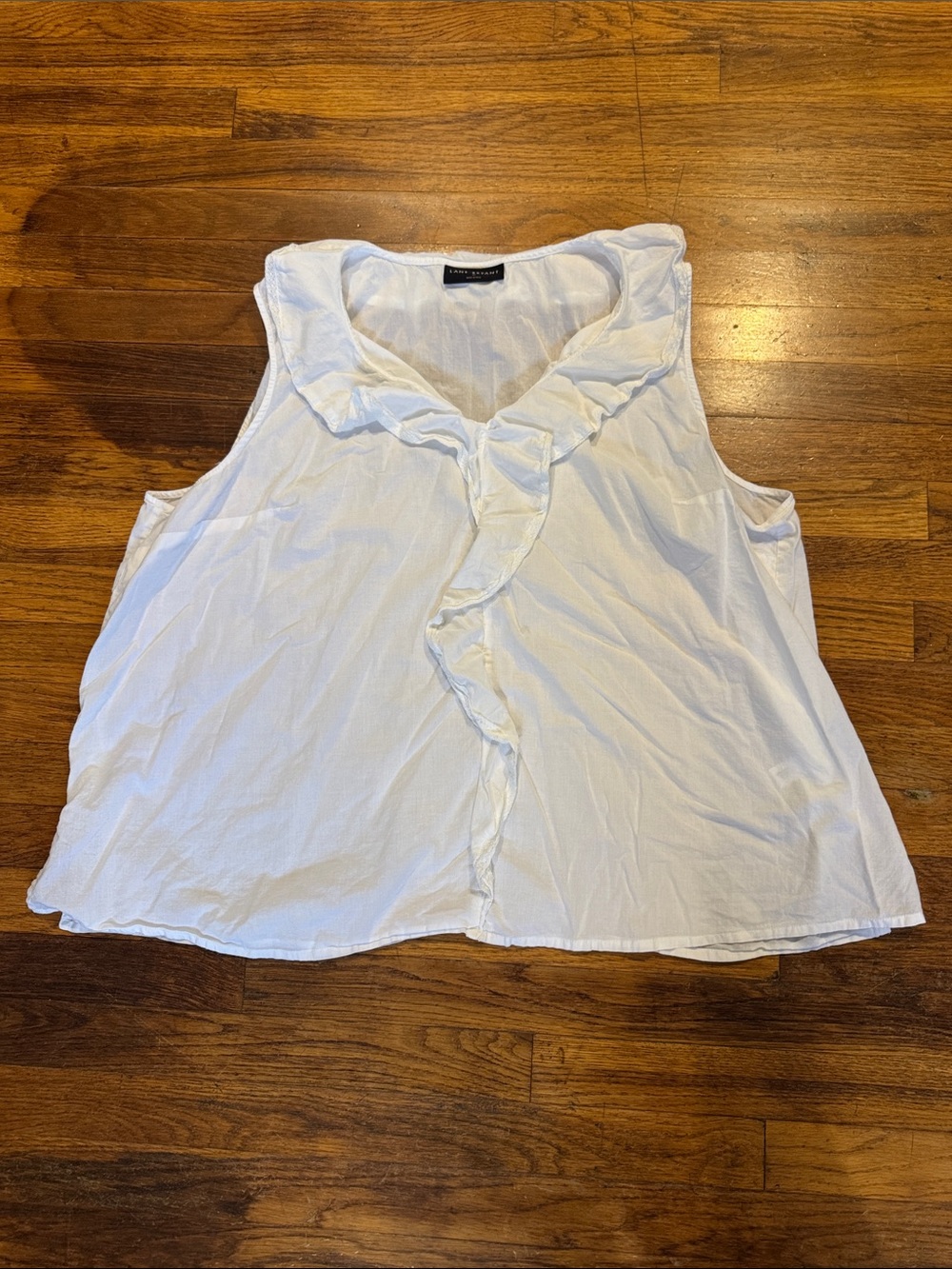 Lane Bryant White Ruffle V-Neck Sleeveless Camisole